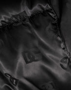 Black Monogram Logo Puffer Nylon Hooded Jacket