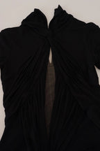Black Viscose Long Sleeves Cut Out Mini Dress