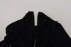 Black Viscose Long Sleeves Cut Out Mini Dress