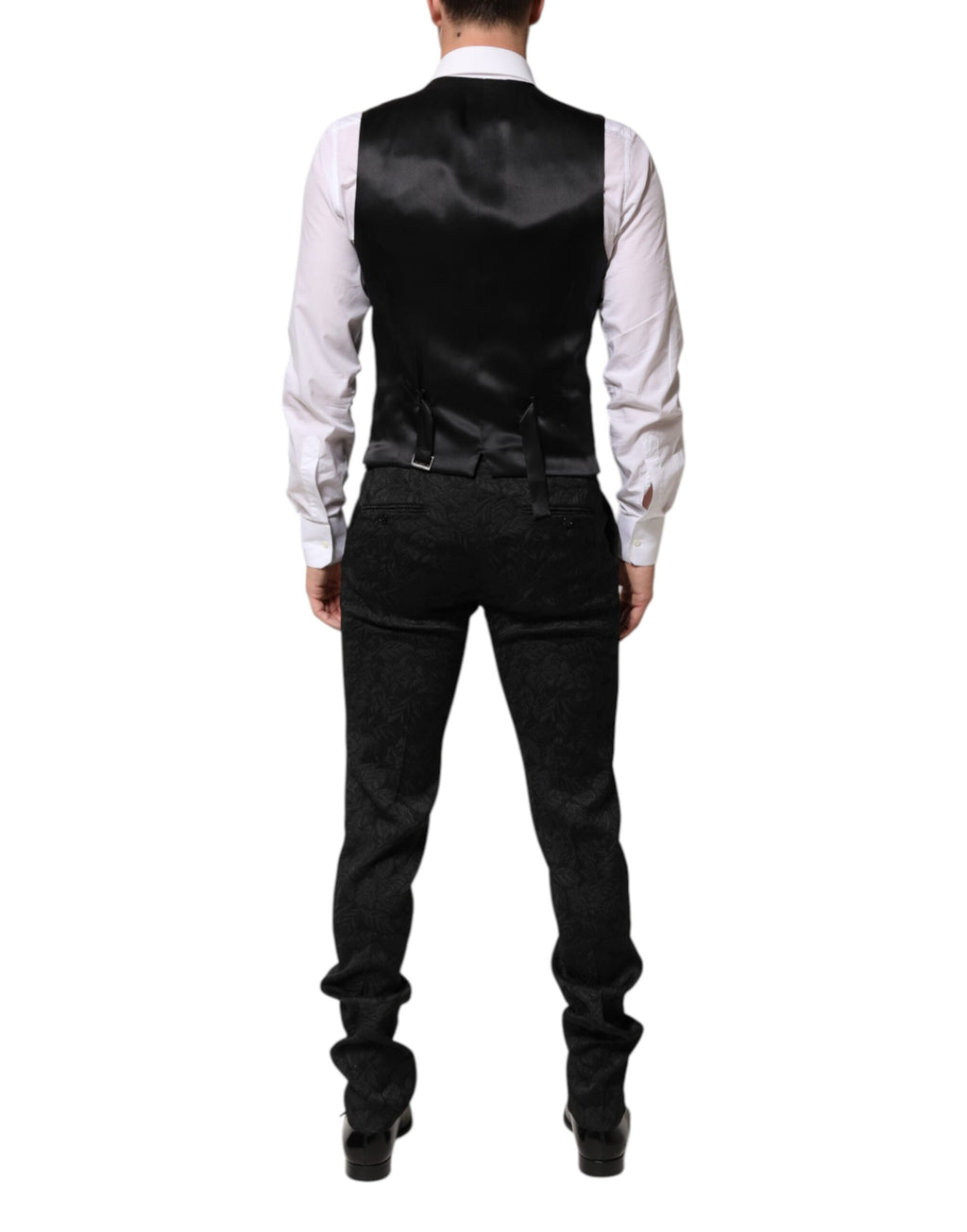 Black 3 Piece Brocade Jacquard Suit MARTINI