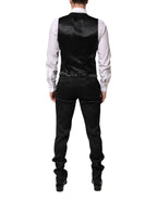 Black 3 Piece Brocade Jacquard Suit MARTINI