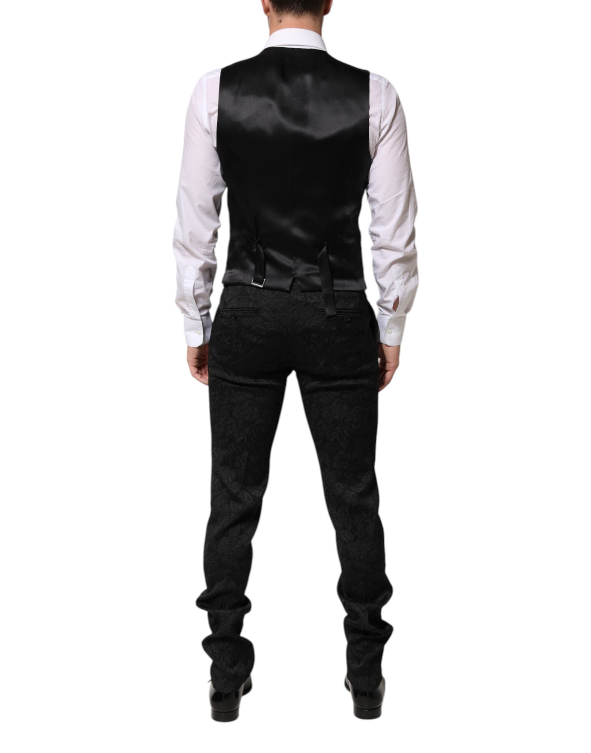 Black 3 Piece Brocade Jacquard Suit MARTINI