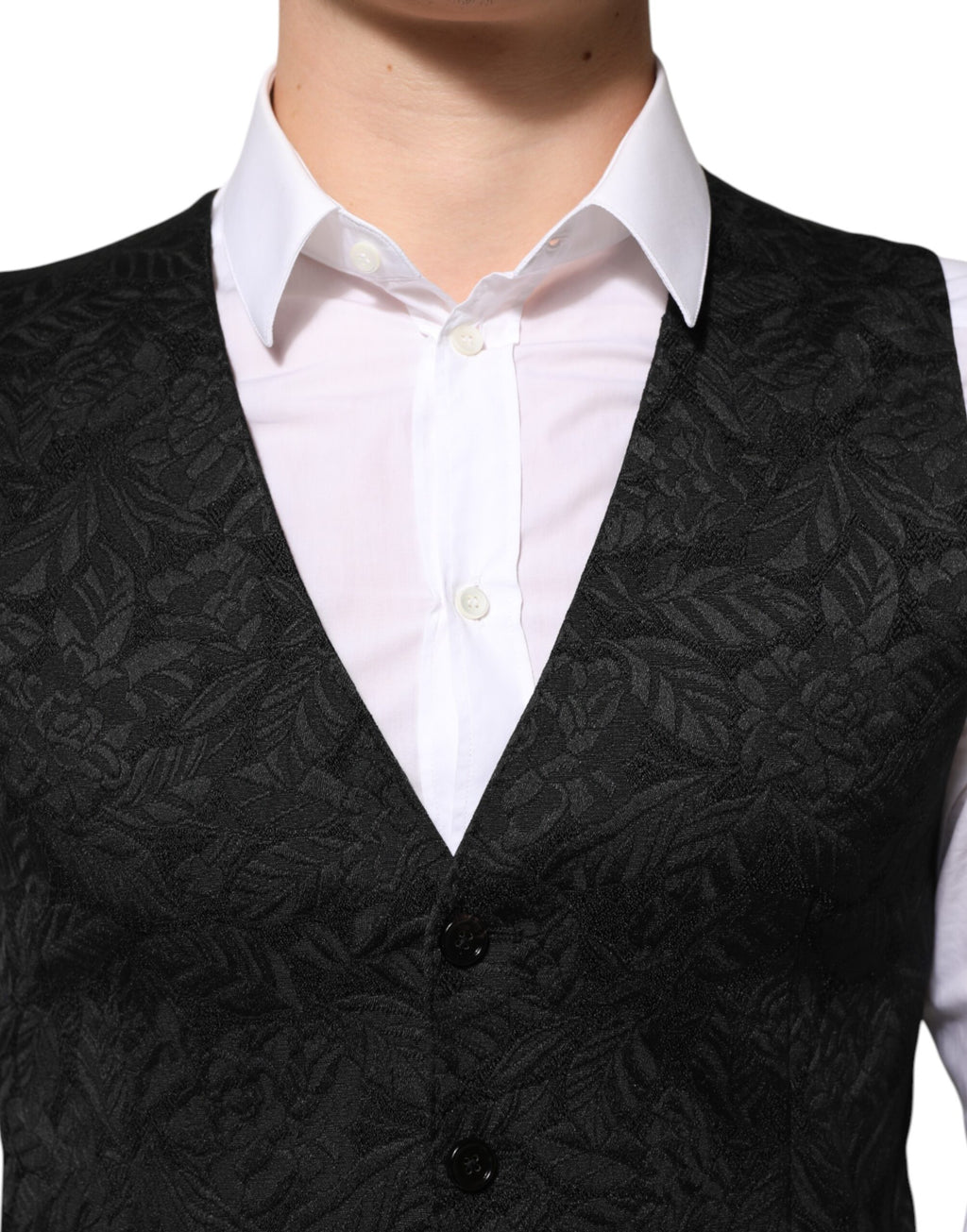 Black 3 Piece Brocade Jacquard Suit MARTINI