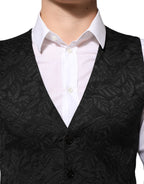 Black 3 Piece Brocade Jacquard Suit MARTINI