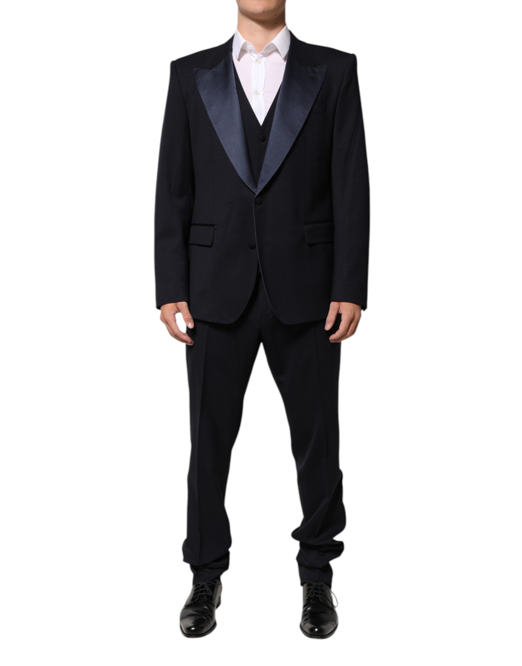 Black 3 Piece Wool Silk Blend Suit SICILIA