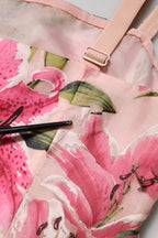 Pink Floral Lily Print Midi Sleeveless Dress