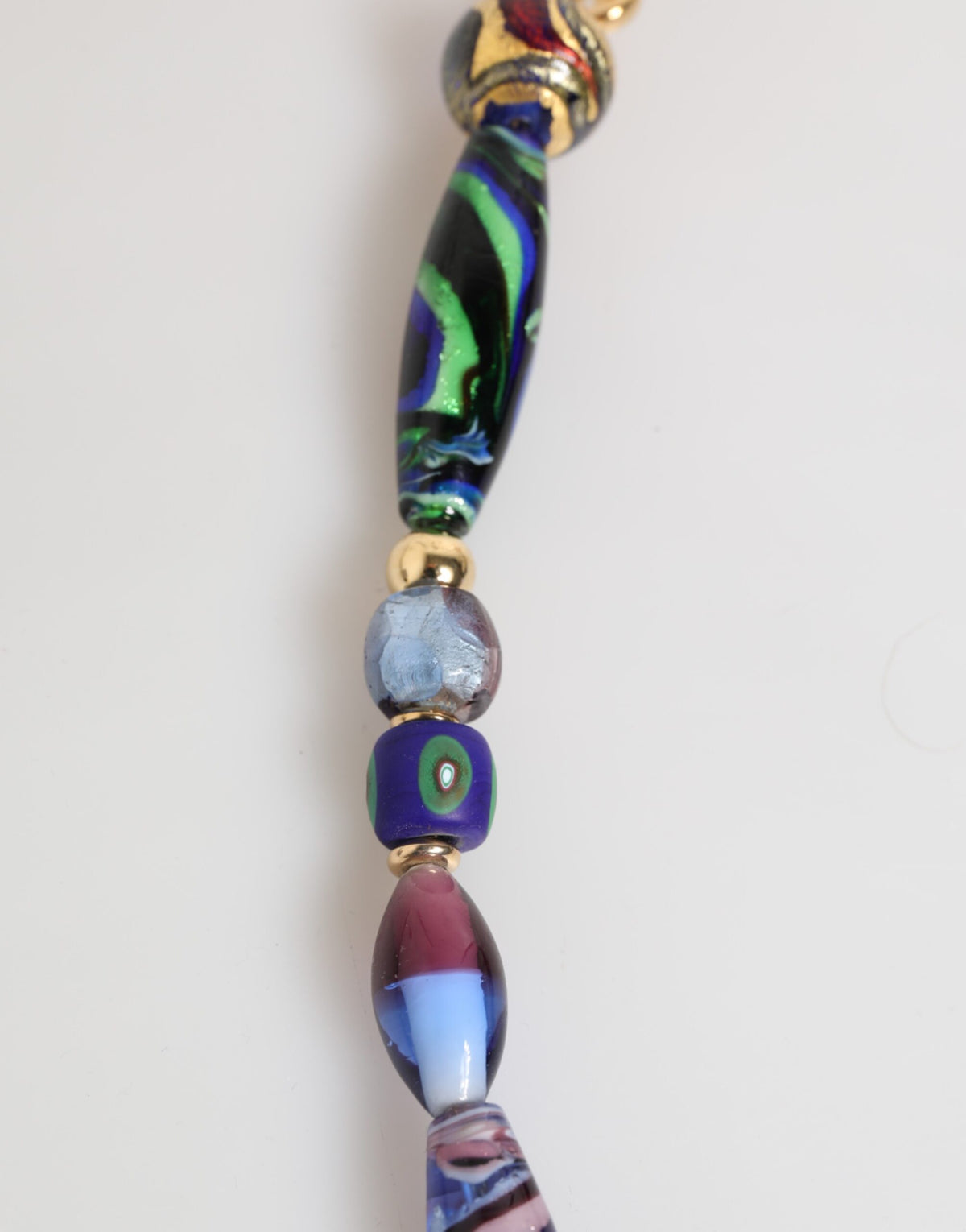 Multicolor Murano Glass Beads Gold Brass Chain Jewelry Necklace