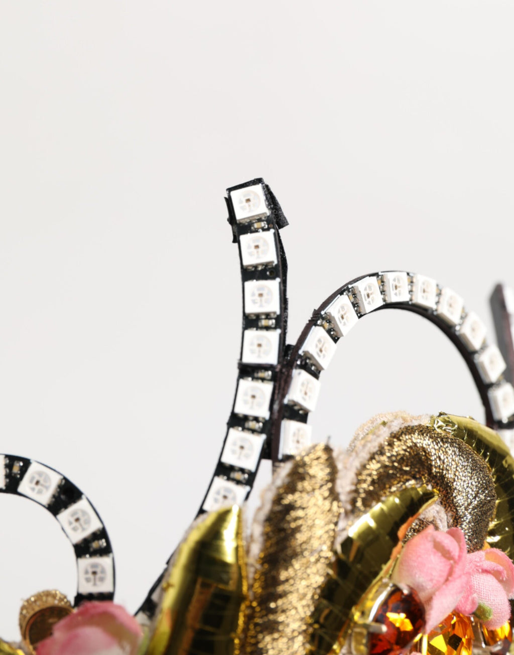 Gold Brass Crystal Embellished Headpiece Crown Tiara