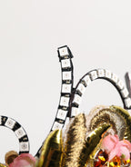 Gold Brass Crystal Embellished Headpiece Crown Tiara