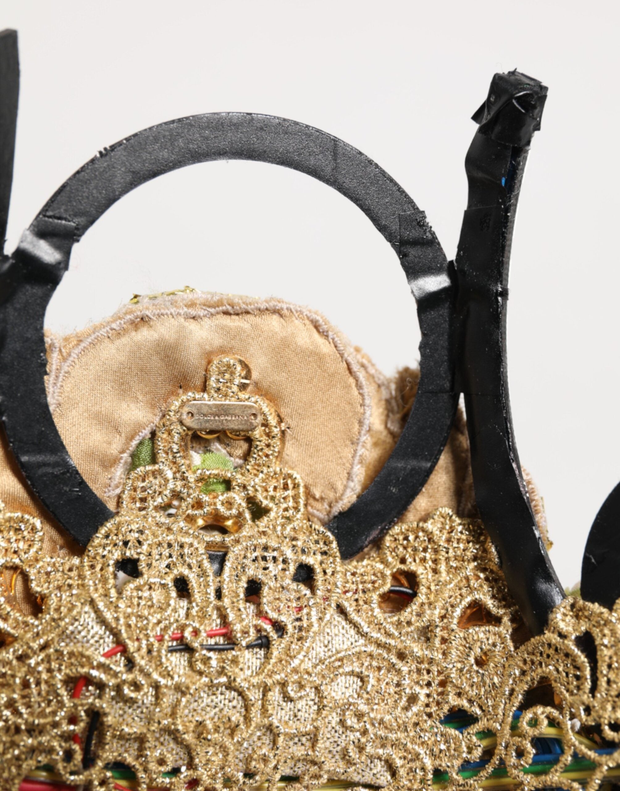 Gold Brass Crystal Embellished Headpiece Crown Tiara