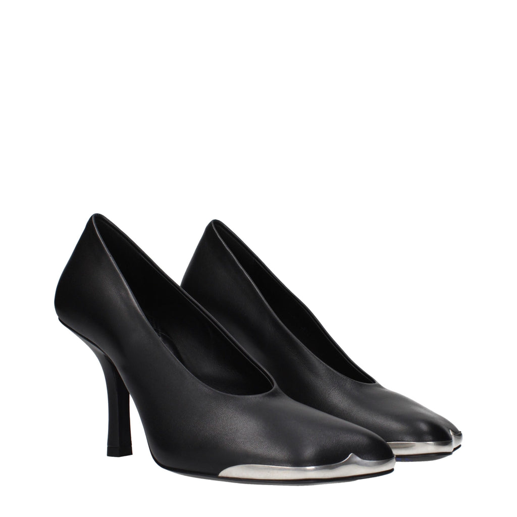 Black Leather High Heel Pumps