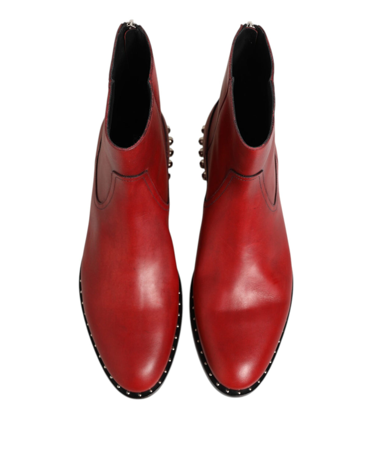 Red Studded Chelsea Short Ankle Boots Shoes