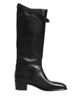 Black Logo Plaque Over The Calf Boots Shoes