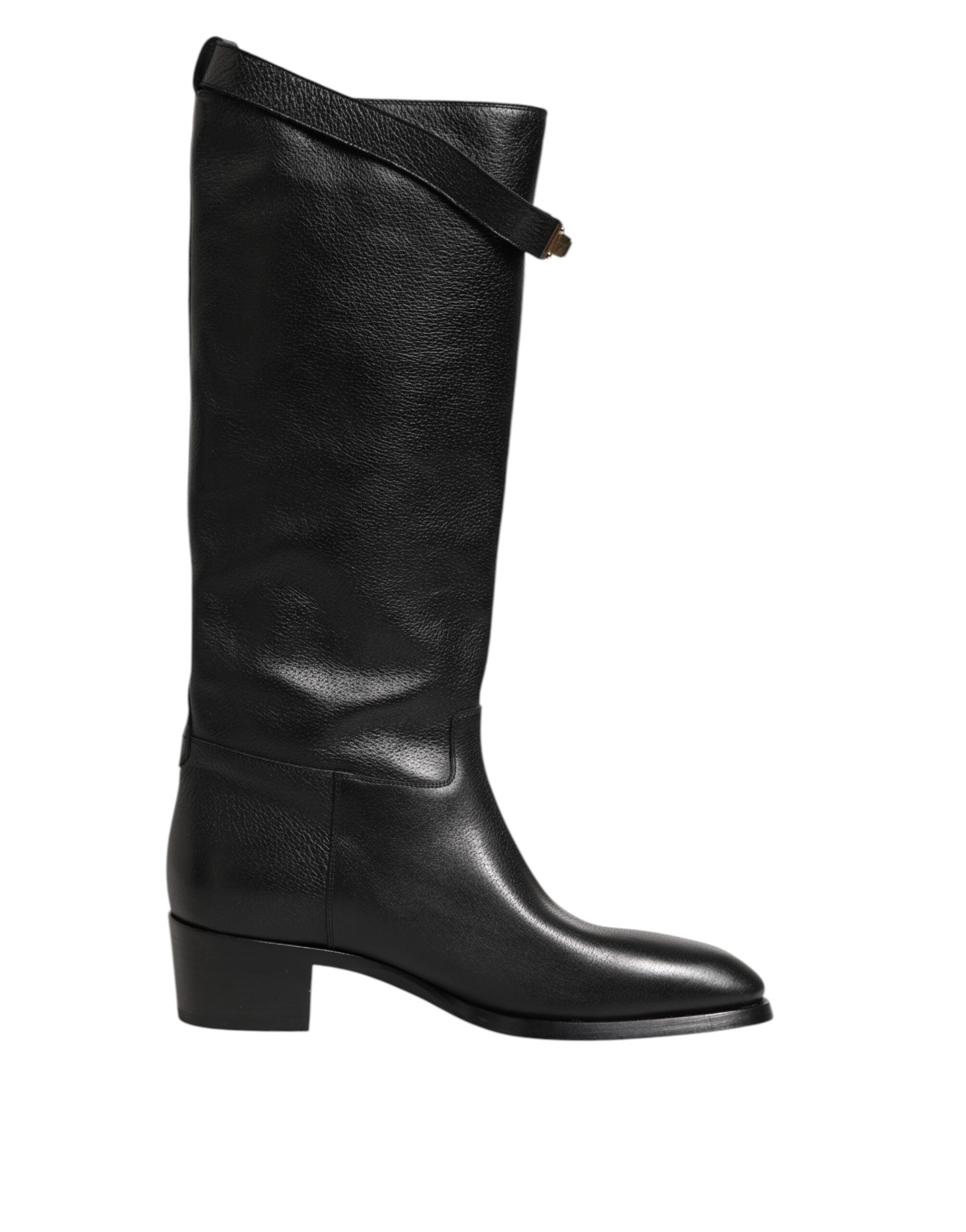 Black Logo Plaque Over The Calf Boots Shoes