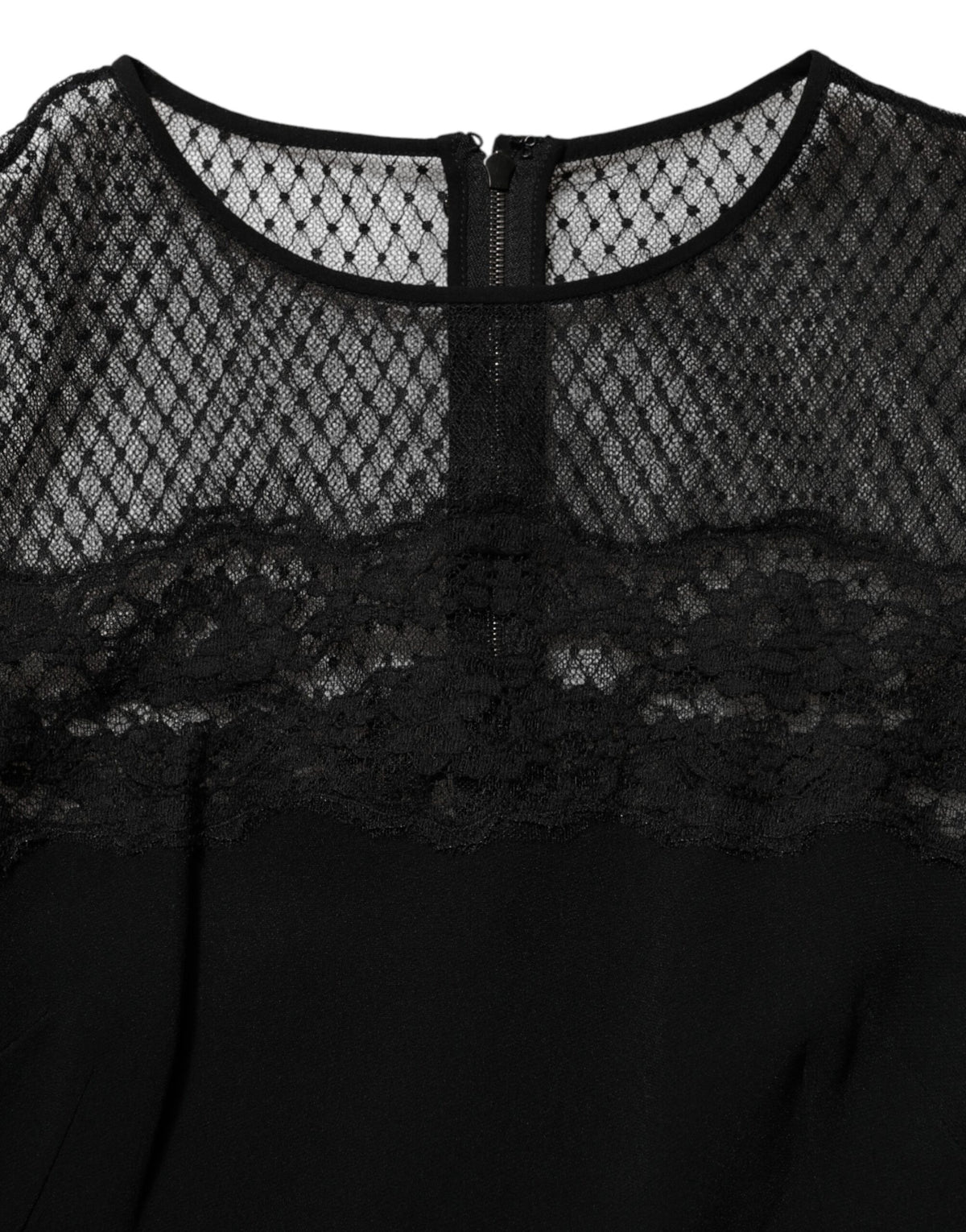 Black Floral Lace Trim Sheath A-line Dress