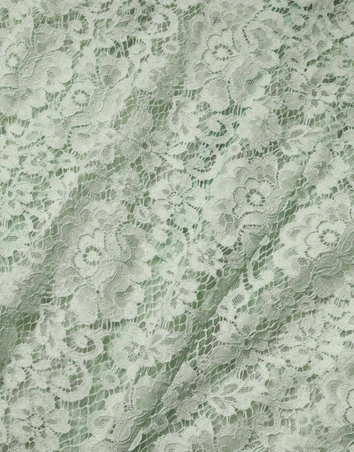 Mint Green Floral Lace Trim Midi Dress