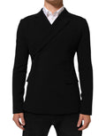 Black Wool Double Breasted Men Jacket Blazer