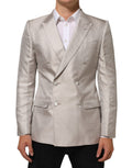 Beige MARTINI Double-Breasted Suit Blazer