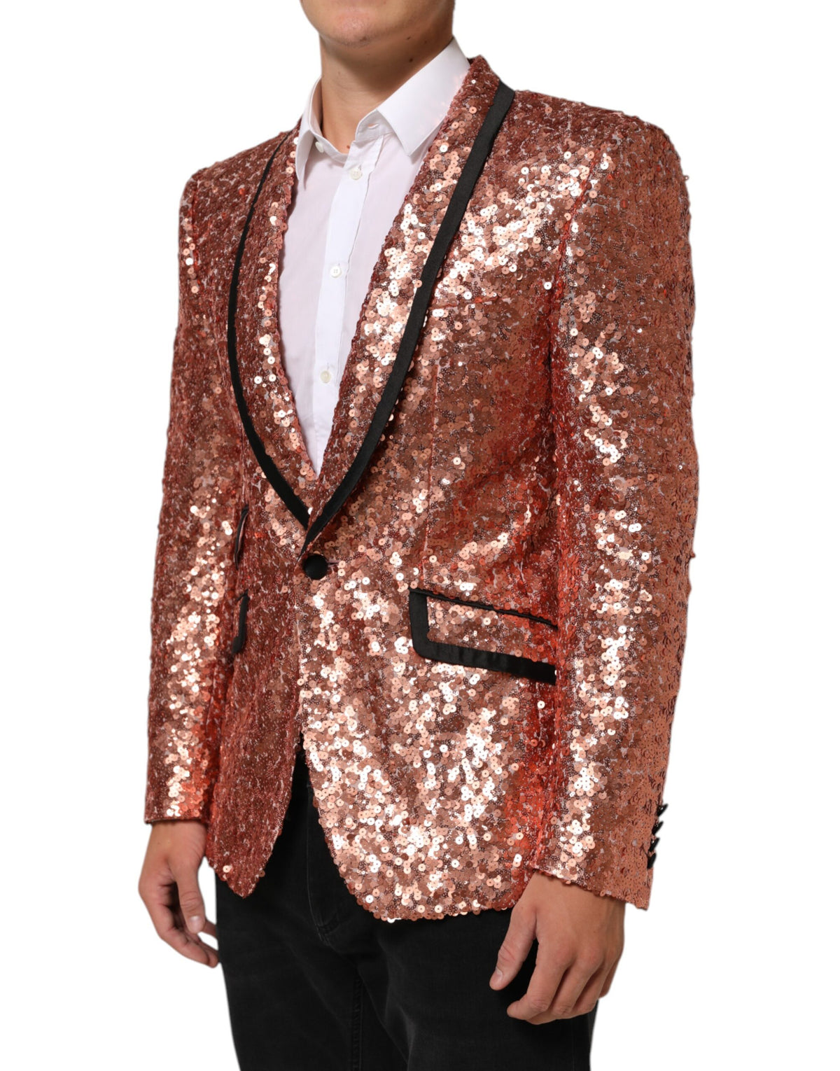 Pink Sequin SICILIA 1 Button Men Suit Blazer