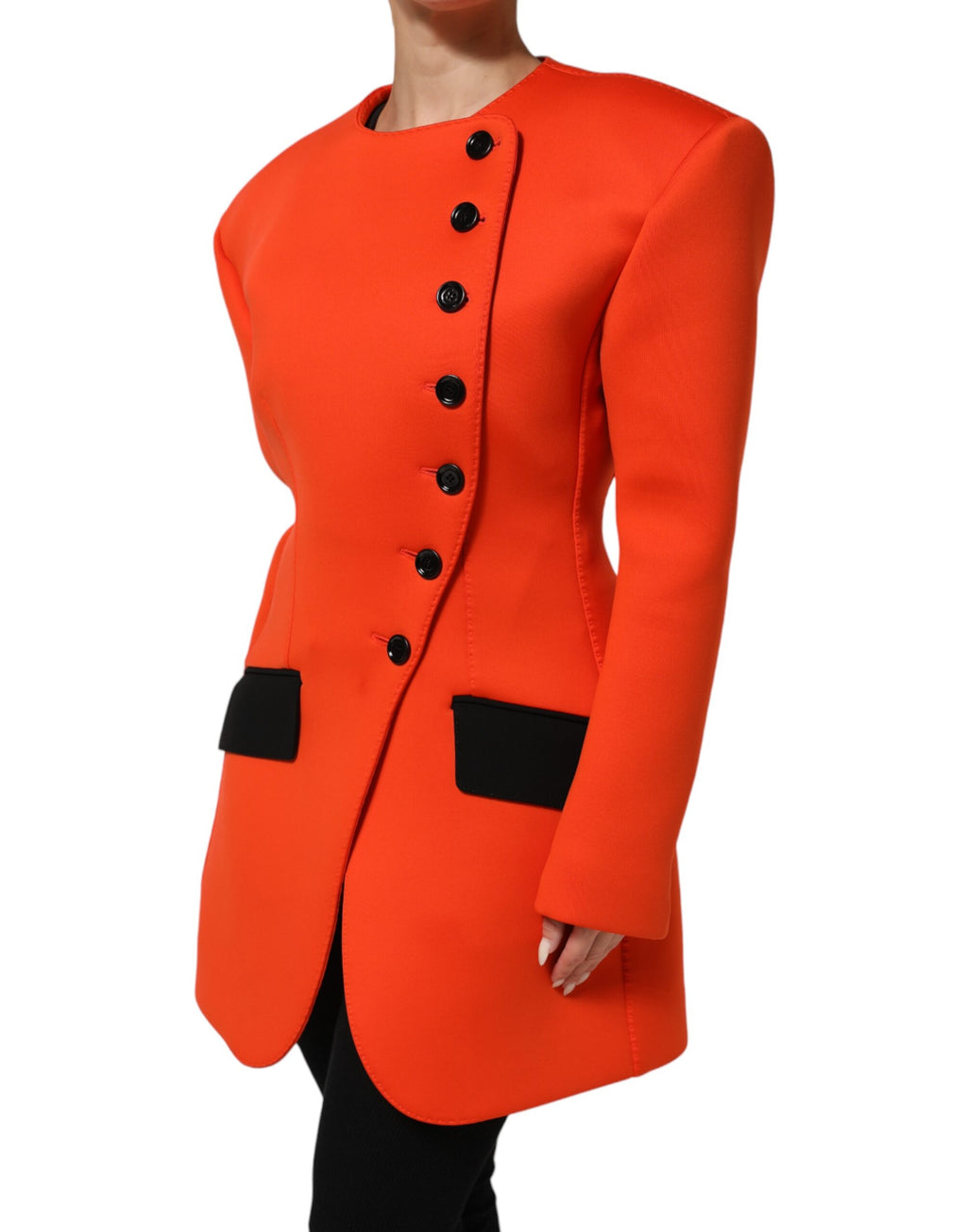 Red Buttoned Down Women Trench Coat Jacket