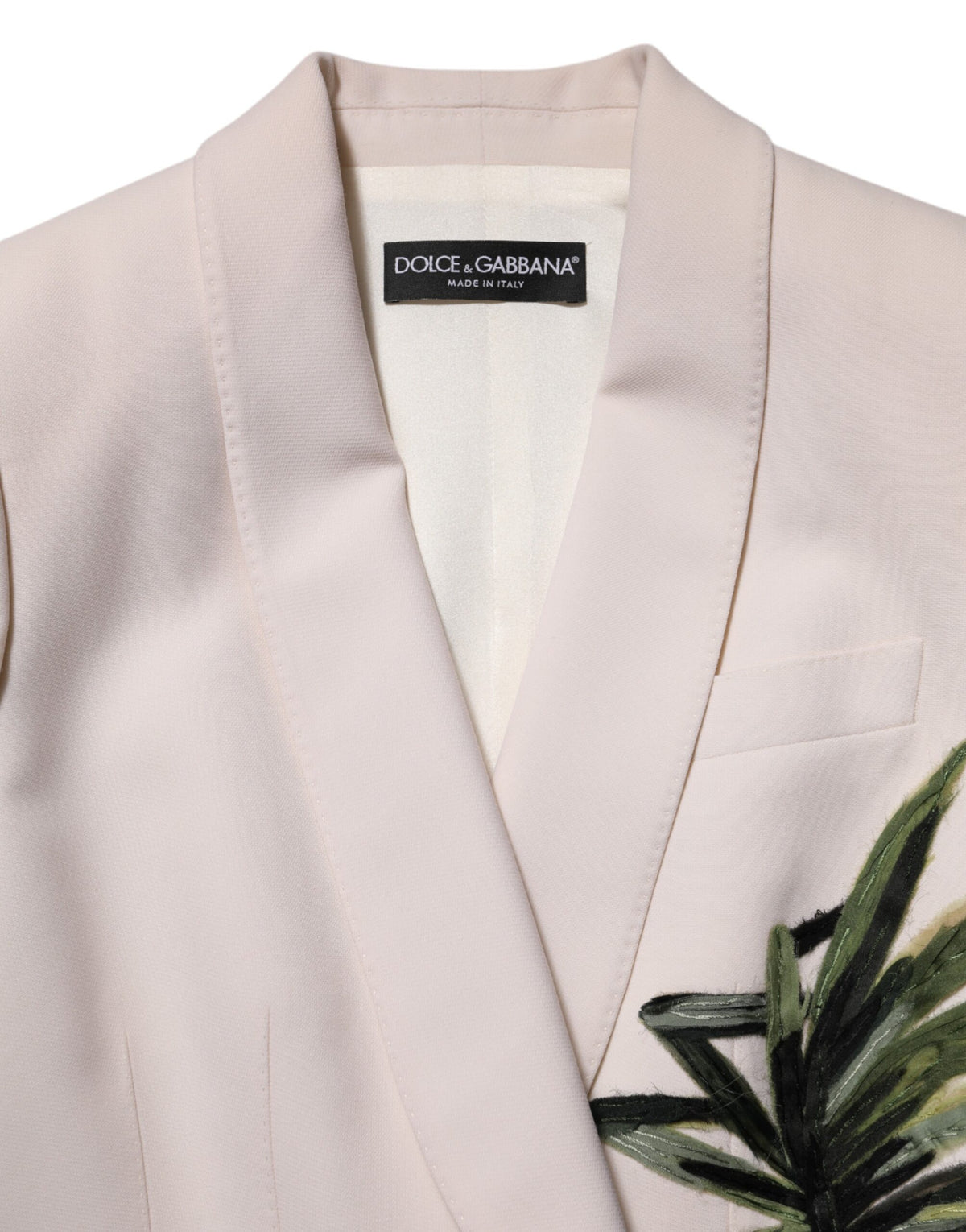 Beige Embroidered Single Breasted Jacket