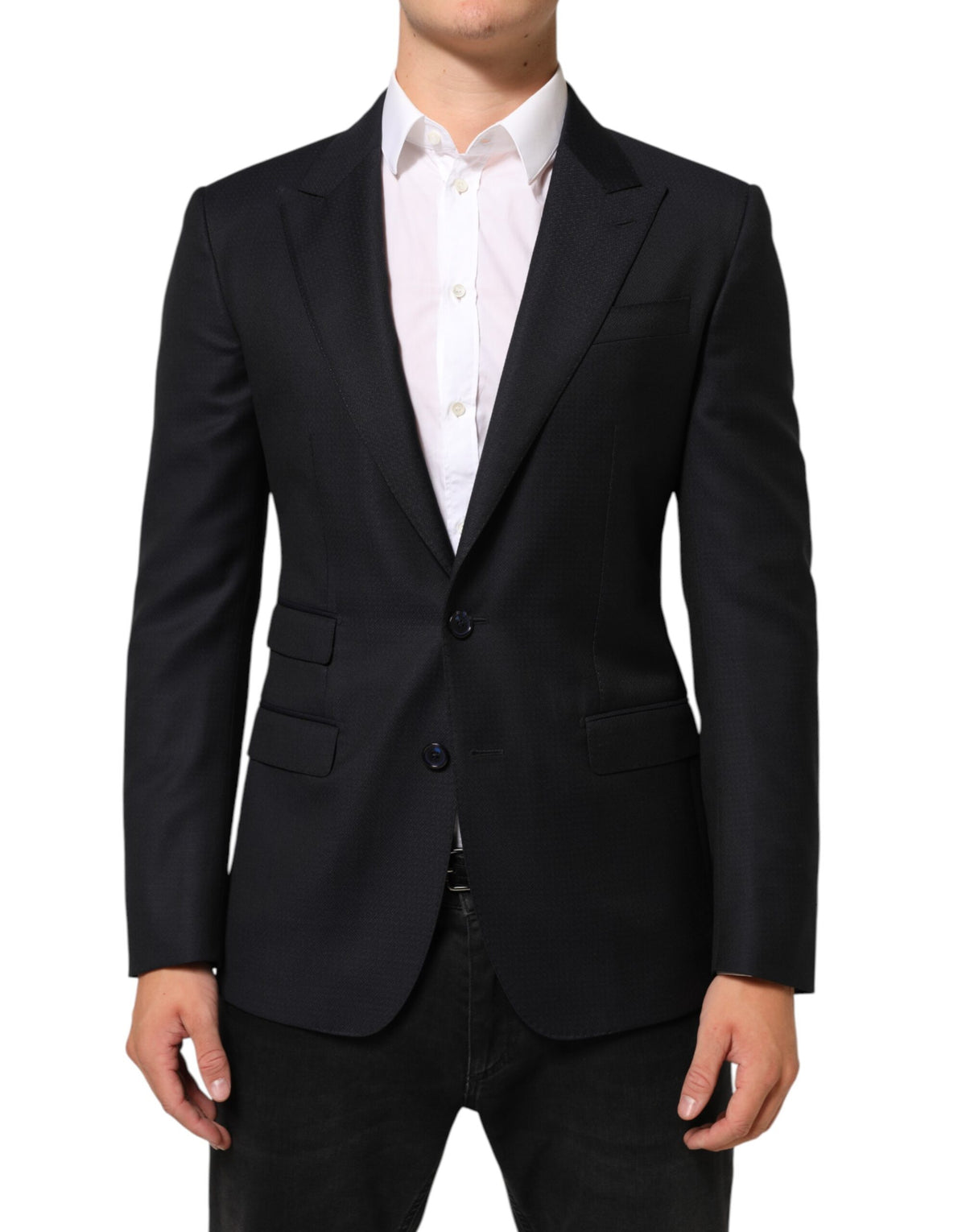 Dark Blue Wool NAPOLI 2 Button Men Suit Blazer