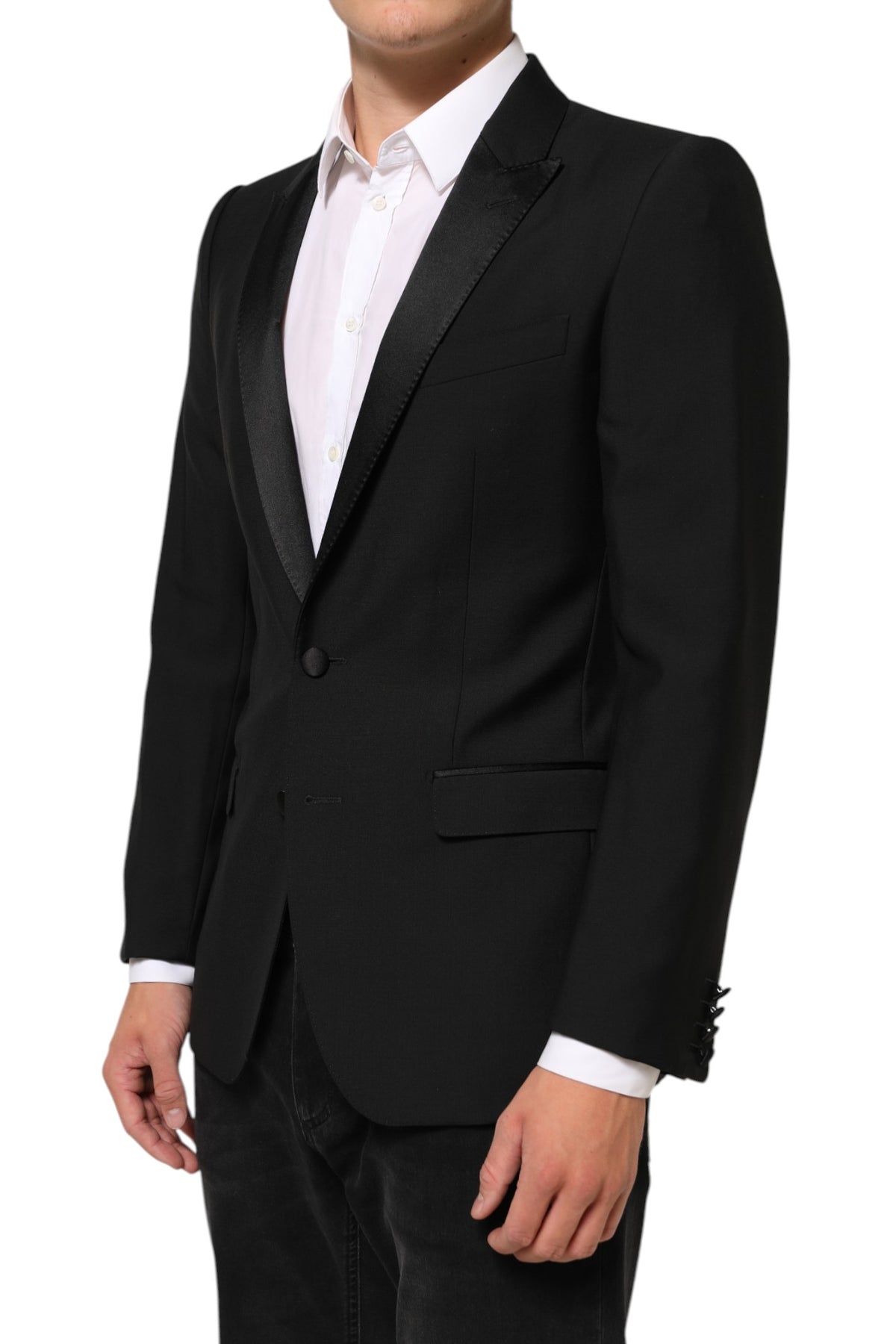 Black Wool MARTINI 2 Button Men Suit Blazer