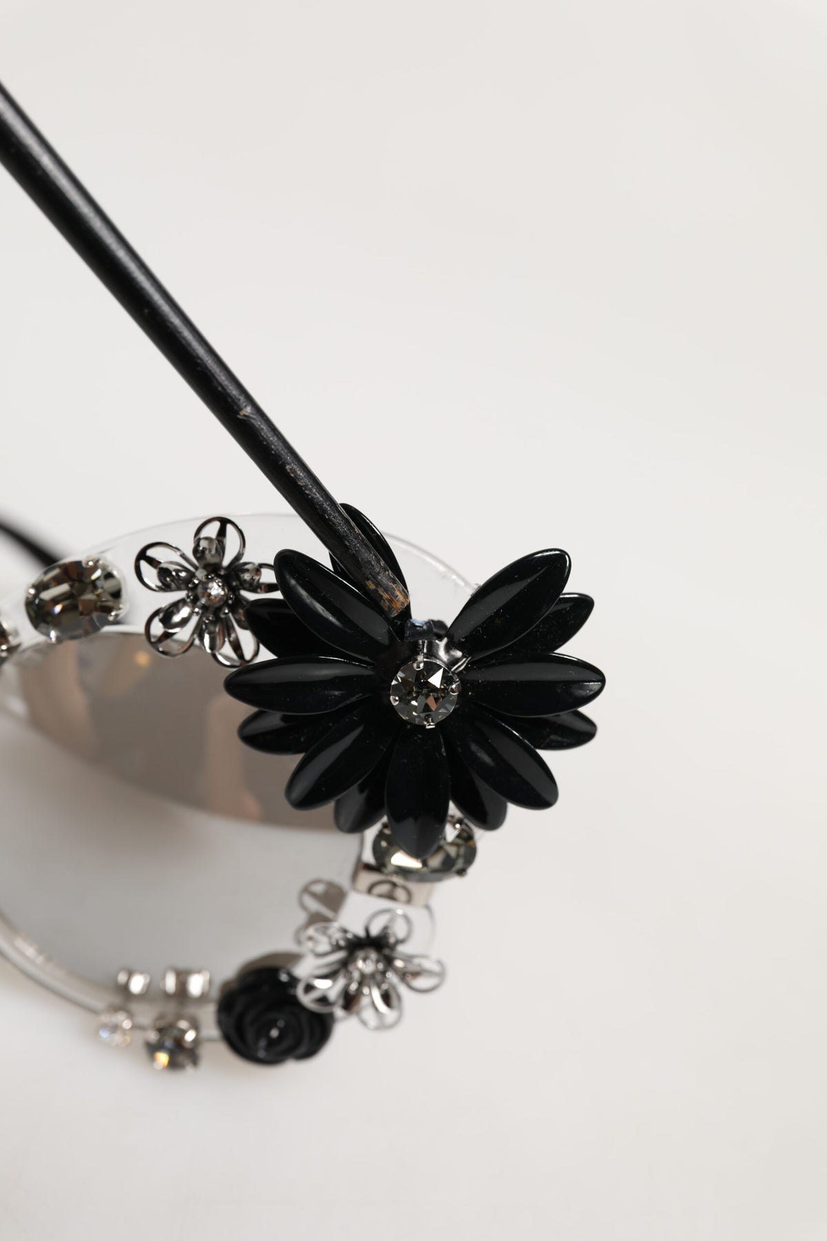 Transparent DG4292 Round Crystal Flowers Sunglasses