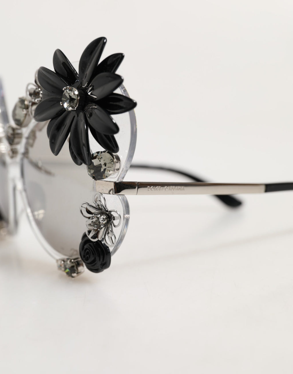 Transparent DG4292 Round Crystal Flowers Sunglasses