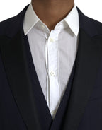 Blue Wool MARTINI 1 Button Men 3 Piece Suit
