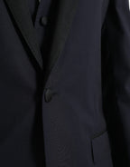 Blue Wool MARTINI 1 Button Men 3 Piece Suit