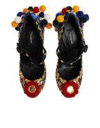 Black Gold Embellished MARY JANES Pumps  Shoes