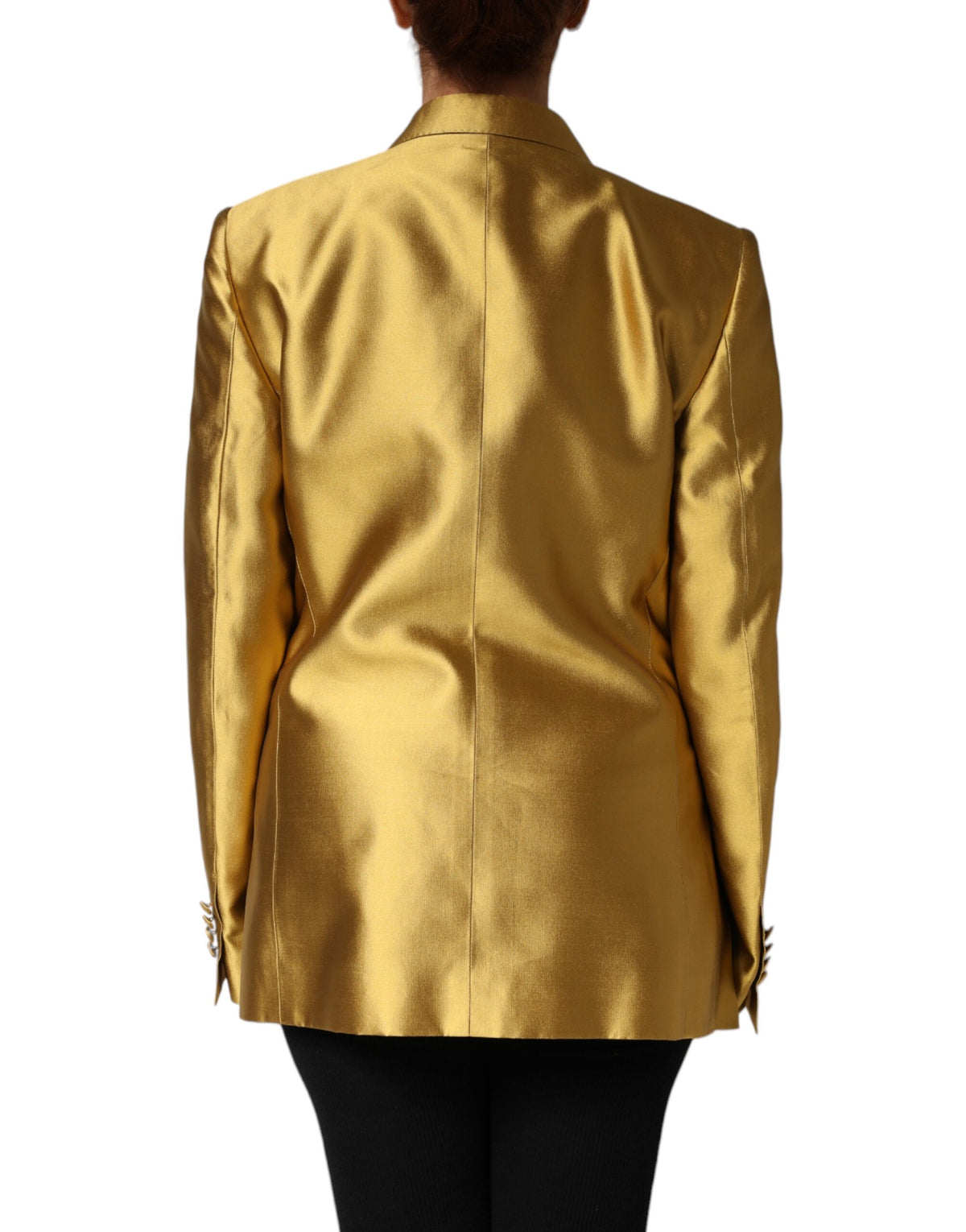 Gold Satin Long Sleeves Blazer Coat Jacket