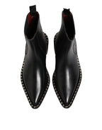 Black Studded Chelsea Short Ankle Boots Shoes