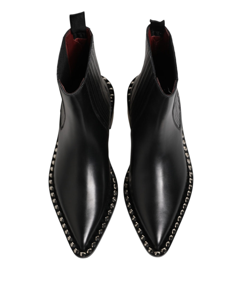Black Studded Chelsea Short Ankle Boots Shoes