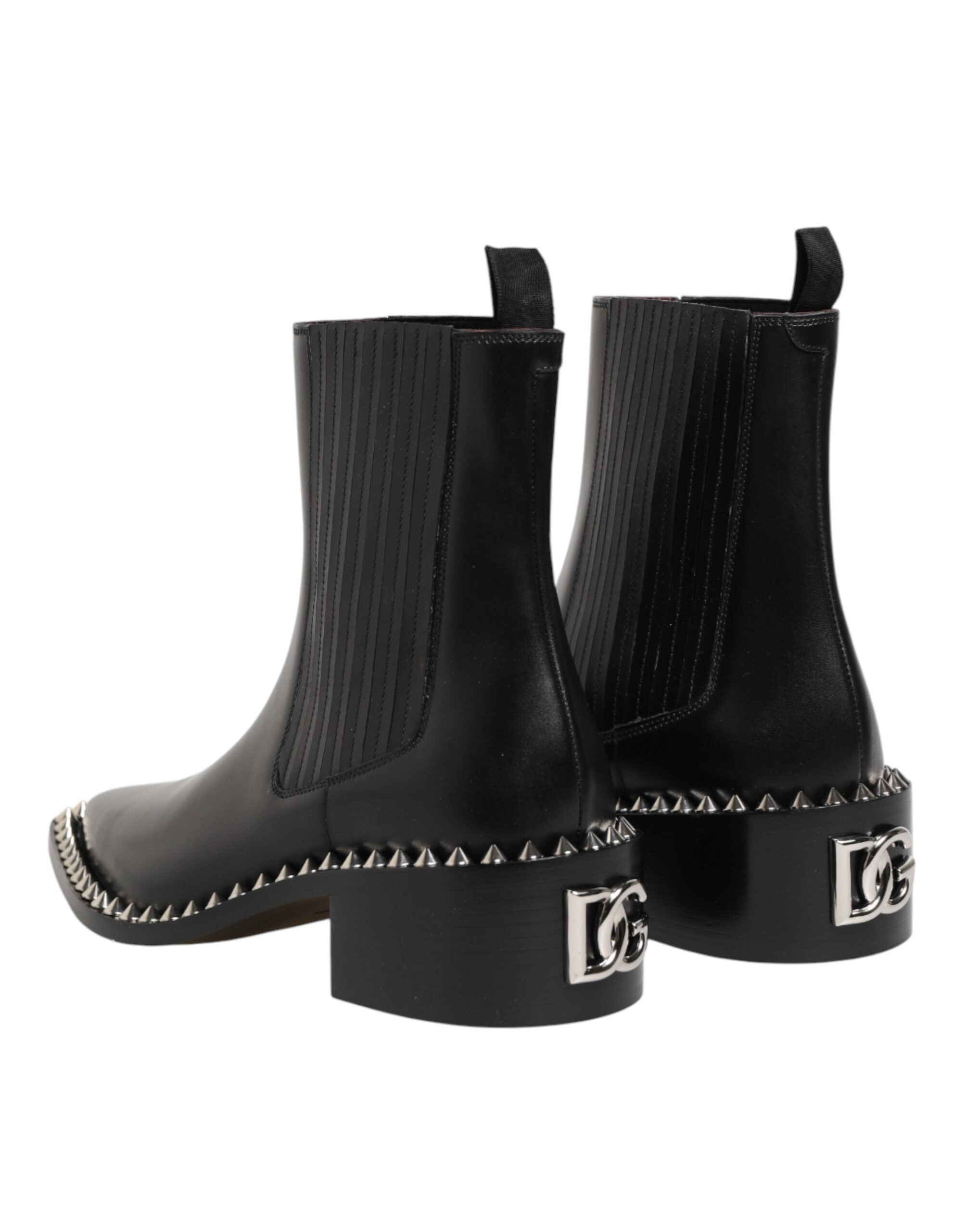 Black Studded Chelsea Short Ankle Boots Shoes