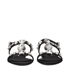 Black Satin Flat Sandals