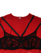 Black Red Contrasting Bra Cady Midi Dress
