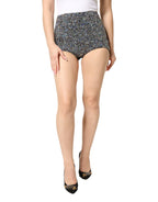 Multicolor Embellished High Waist Hot Pants Shorts