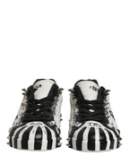 Black White Studded Low Top Sneakers Shoes