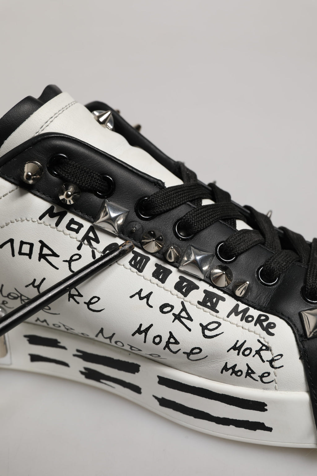 Black White Studded Low Top Sneakers Shoes