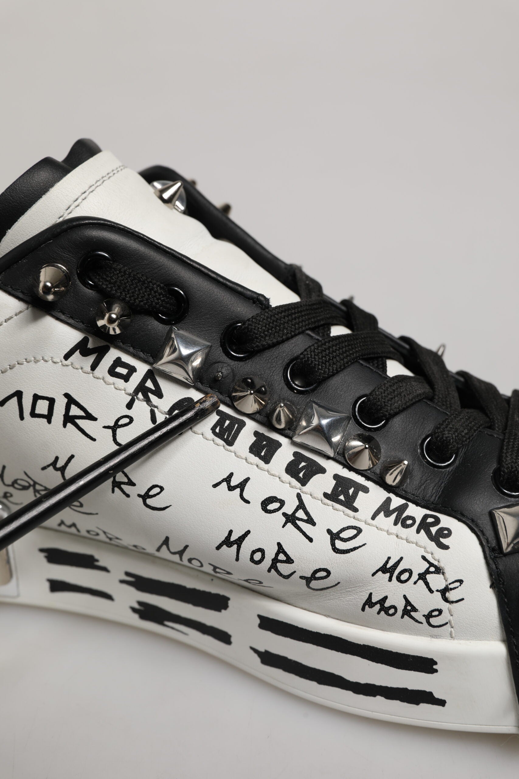 Black White Studded Low Top Sneakers Shoes
