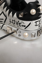 Black White Studded Low Top Sneakers Shoes