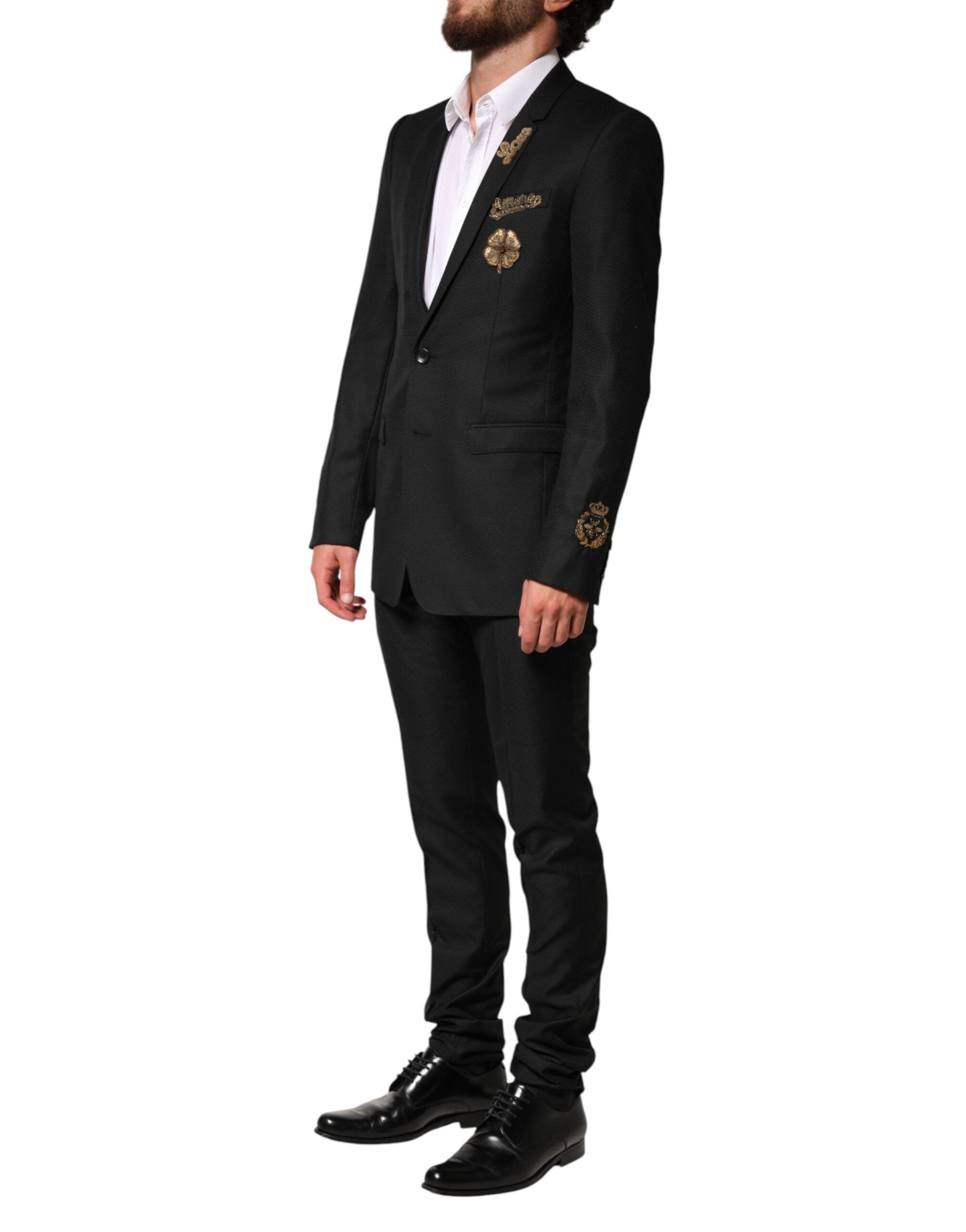 Black Embellished Single Breasted 2 Pc Suit