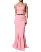 Pink Crystal Sheath Mermaid Long Gown Dress