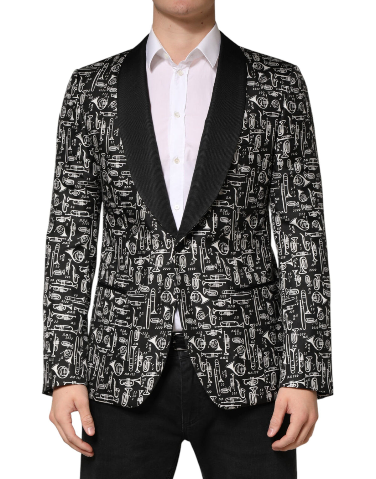 Black Jazz Club Silk Single Breasted Blazer