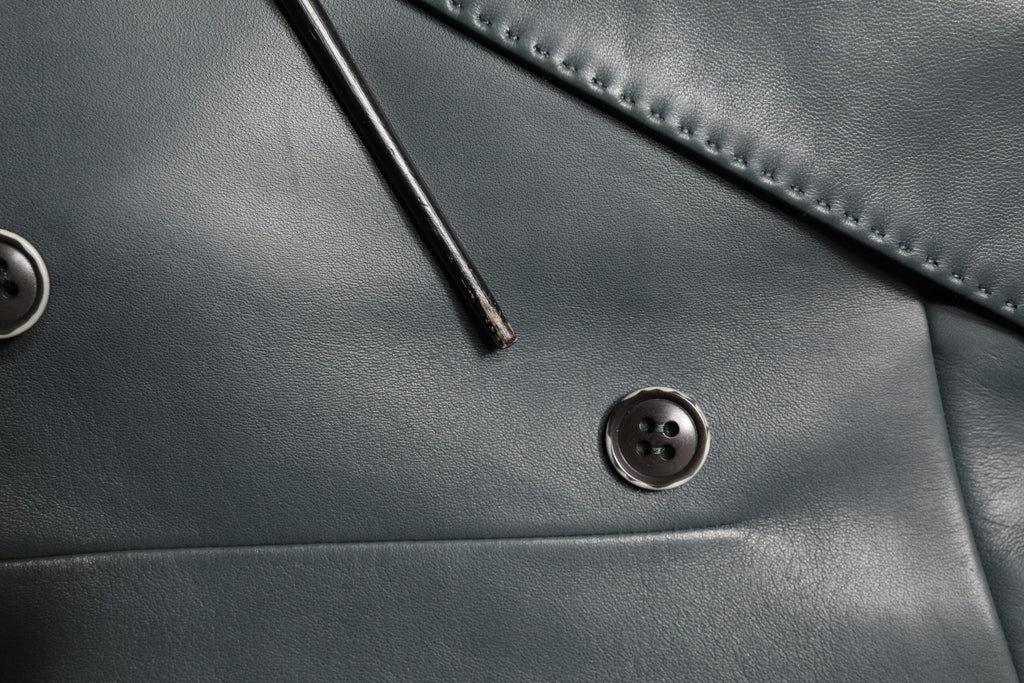 Black Leather Double Breasted 2Button Blazer