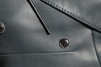 Black Leather Double Breasted 2Button Blazer