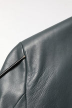 Black Leather Double Breasted 2Button Blazer