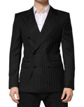 Dark Gray Stripes Double Breasted 2Button Blazer